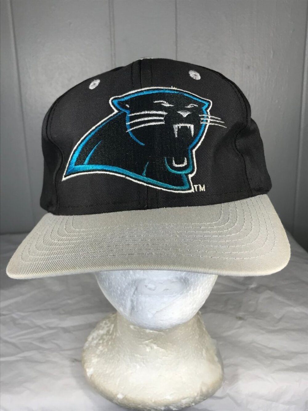 Vintage 90s Carolina Panthers Back hit Arch Spellout NFL SnapBack OSFA